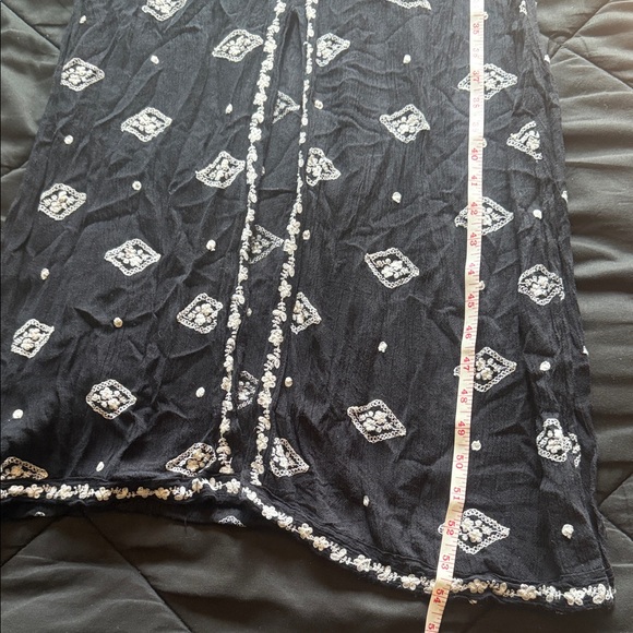 Free People M Black Maxi Dress with White Geometric & Floral Print - Picture 10 of 11